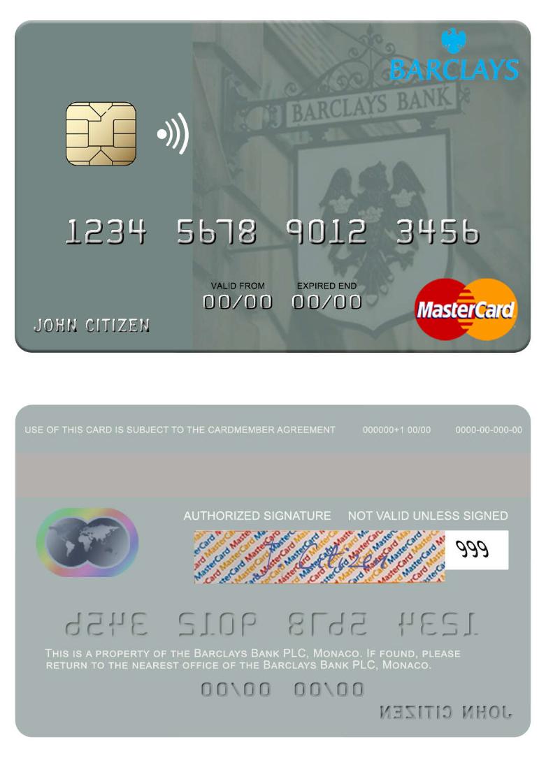 Monaco Barclays Bank PLC mastercard